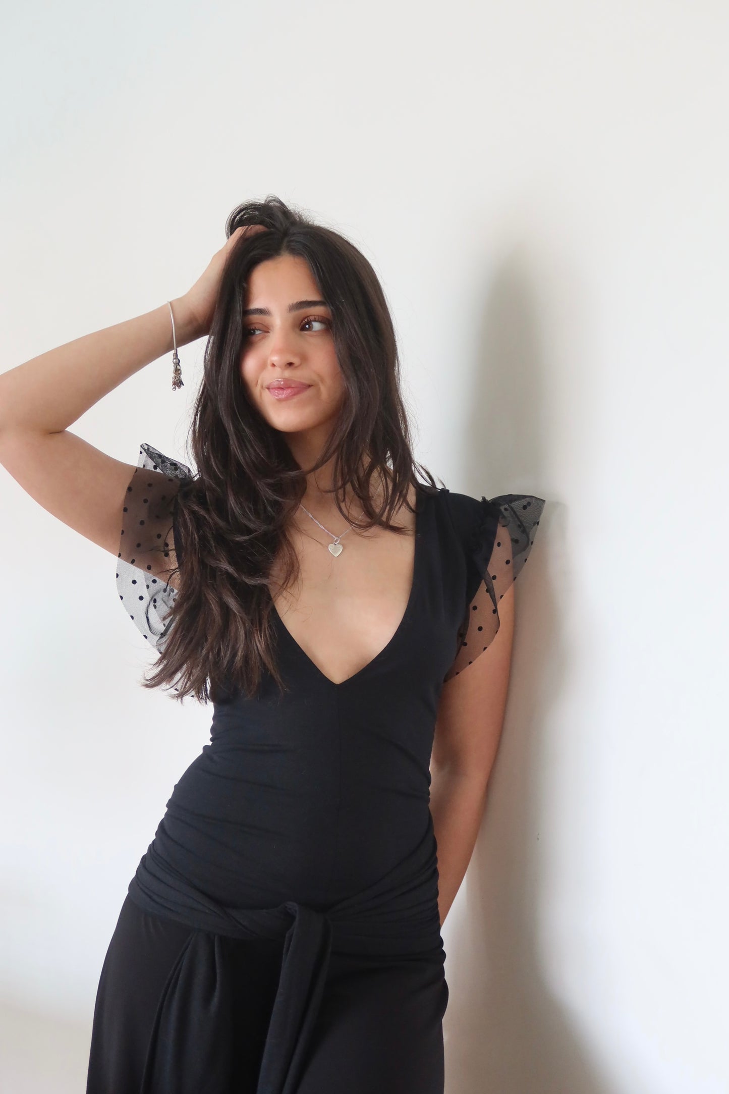 INDI TOP - mesh polka dot