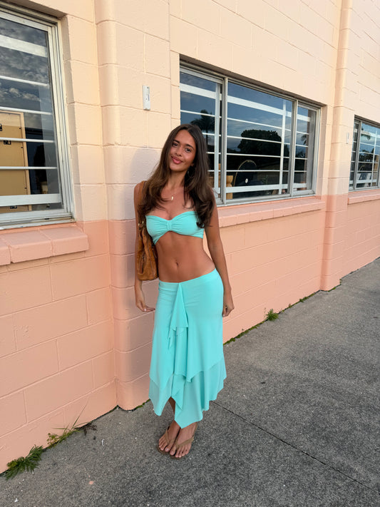 MONET MIDI SKIRT - AQUA