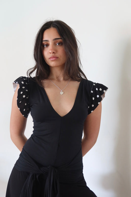 INDI TOP - white polka dot