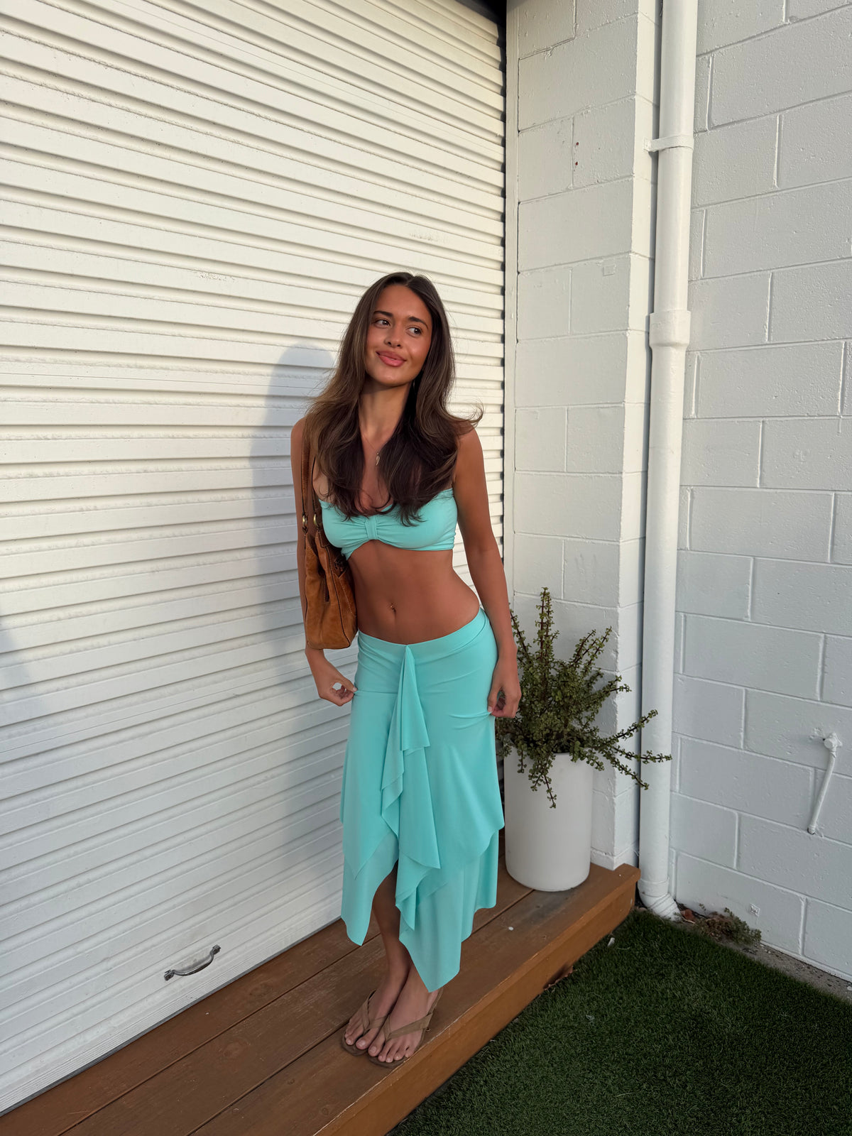 MONET MIDI SKIRT - AQUA