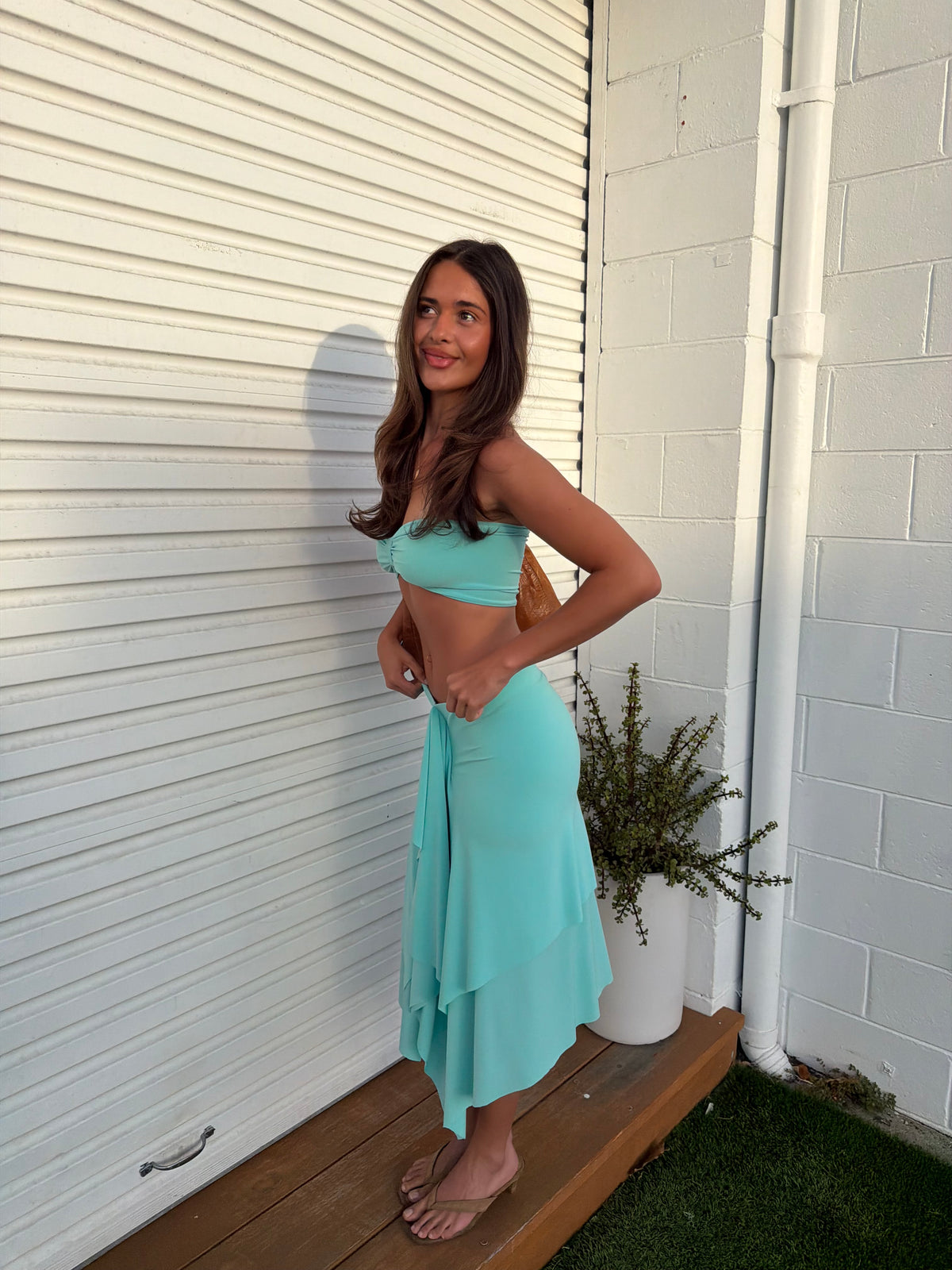 MONET MIDI SKIRT - AQUA