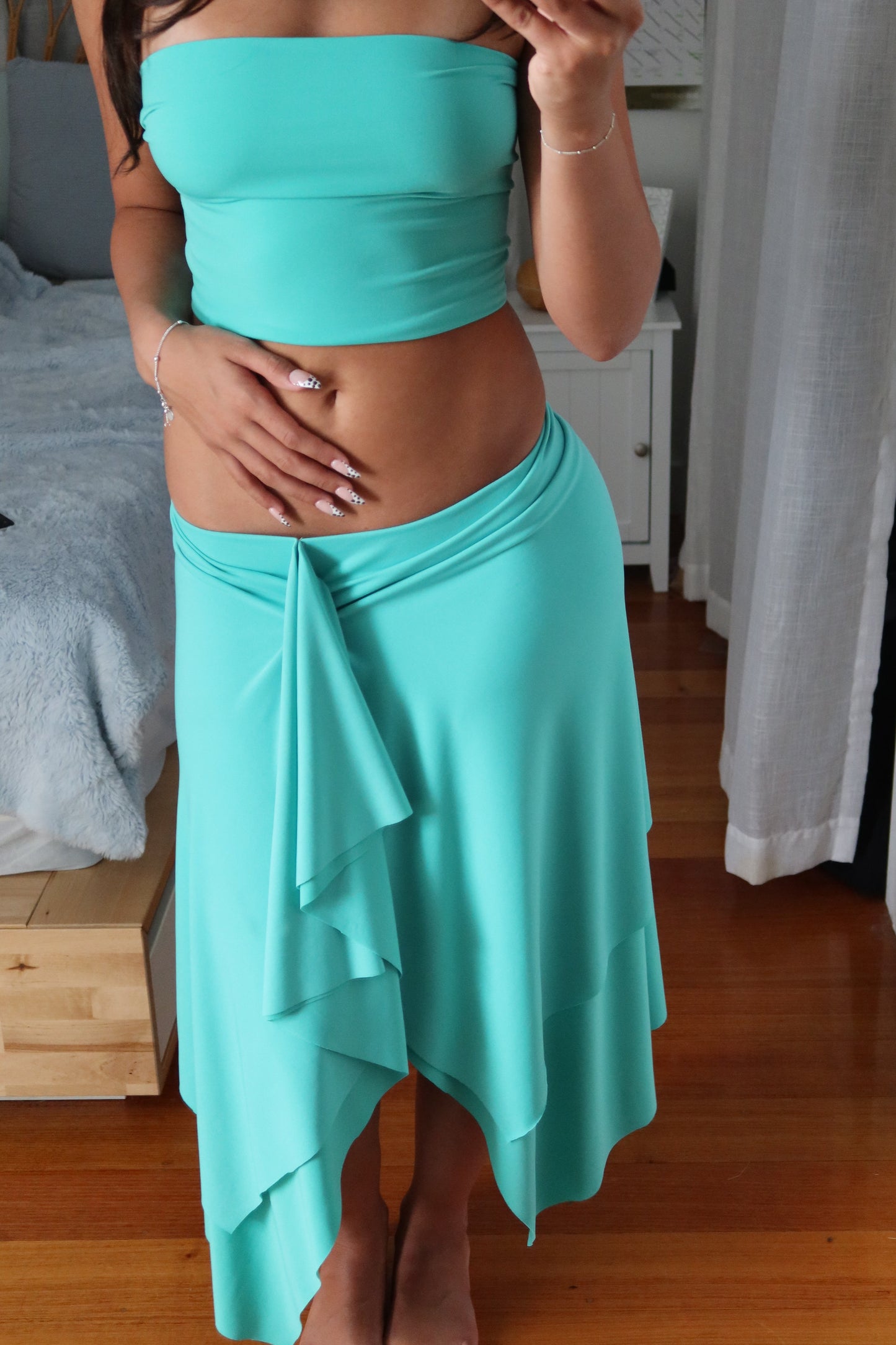 MONET MIDI SKIRT TEAL